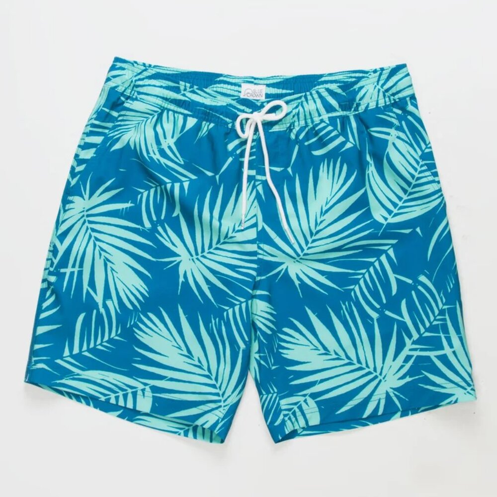 BLUE CROWN Blue Fronds Mens 7" Swim Shorts/NWT/S - Picture 3 of 16